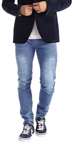 Men's Regular Fit Straight Leg Casual Cotton Classic 5 Pocket Heavy Duty Work Denim Trousers Denim Pants All Waist Sizes Basic Denim Jeans - Discontinued Colours (Light Wash, 28W x 30L)