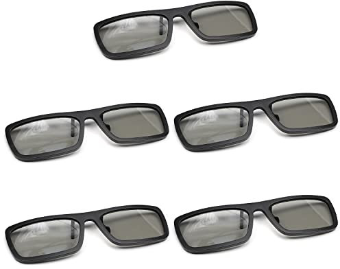 Othmro Gafas polarizadas 3D con clip, 5 unidades, marco de plástico negro, lente de resina, lente gris, gafas 3D para cine
