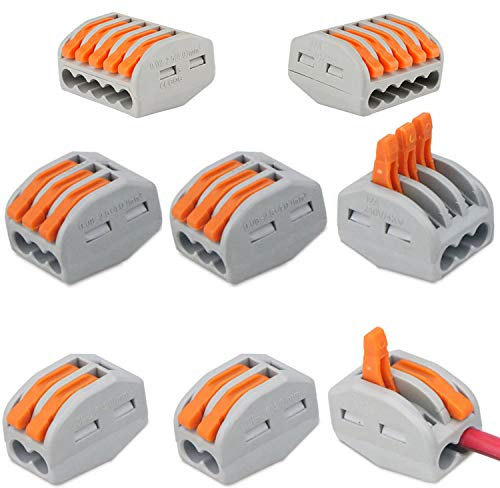 CEEYSEE 60Pcs 2/3/5 Port Compact Wire Connectors Diy Electrical Terminal Blocks Circuit Inline Splices Lever Nut Connector Quick Cable Clamp Spring Butt Connectors (TCP)
