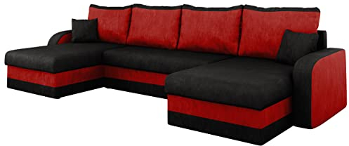 Mirjan24 Ecksofa Kristofer U, Design Eckcouch Couch mit Schlaffunktion, DREI Bettkasten, Wohnlandschaft, Bettfunktion, U-Form Sofa, Seite Universal, Farbauswahl (Mikrofaza 0015 + Mikrofaza 0022)