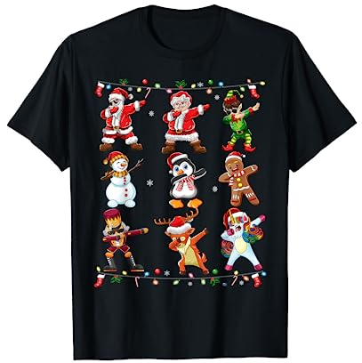 Dabbing Santa Elf Christmas Nutcracker Figure Mrs Claus Kids T-Shirt