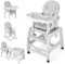 COSTWAY 3 in 1 Babystuhl, Hochstuhl & Essstuhl & Kindersitzgruppe, wandelbarer Babyhochstuhl mit 5-Punkt-Gurt, abnehmbarem Tablett & Sitzkissen & Rückenlehne, für 6-36 Monate, 20 kg belastbar (Grau)