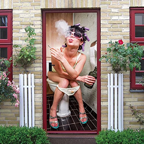 Türtapete Selbstklebend Schönes Mädchen In Der Toilette 80 X 200 Cm Türposter Fototapete Poster Tapete Pvc 3D Türaufkleber Selbstklebend Diy Türbild Wandbild - Kinderzimmer Wohnzimmer Küche Schlafzim
