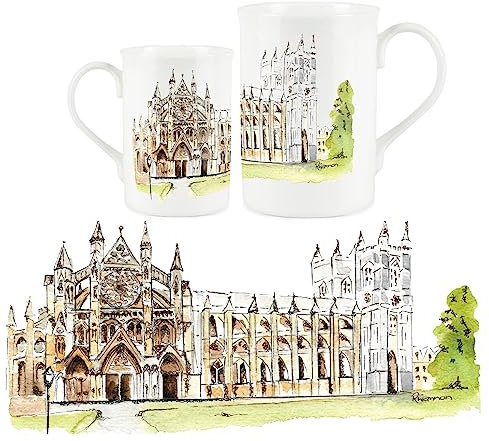 British Landscapes Range - Westminster Abbey Design Mug by Rhiannon Chauncey - Fine Bone China Mug Coffee/Tea Gift