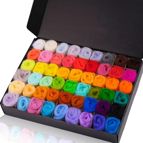 Namner Filzwolle Set - 270g, 54 Farben, Wolle Roving für Trockenfilzen, Nadel Filz Zubehör, DIY Handwerk Starter Kit