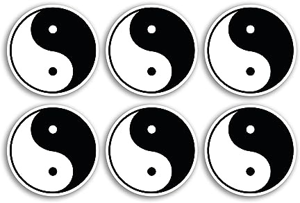 Yin Yang Vinyl-Aufkleber, Symbol, Philosophie, Cartoon, Gepäck, Herren, Damen, Jungen, Mädchen, Design, kleiner Aufkleber, Laptop, Scrapbooking, #4396, 6 x 5 cm