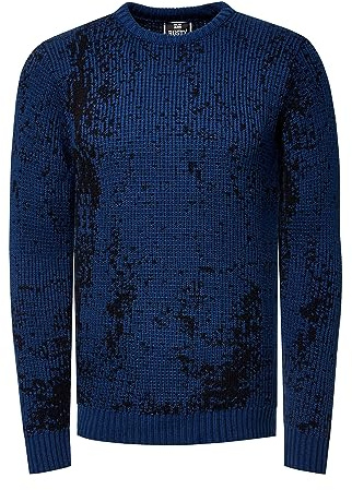 Rusty Neal Designer Strick Pullover mit Rundhalsausschnitt in S M L XL XXL 3XL Casual Fit Streetwear Strickpullover 433, Farbe:Sax, Größe S-3XL:XL