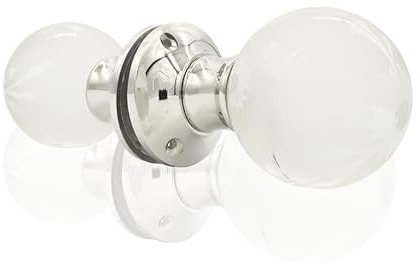 Brass Door Knob Set for Interior Doors | Internal Door Knobs | Mortice, Glass & Crystal Doorknobs | Opulence & Style with Traditional Design of Door Nobs to Enhance Any Room... (Chrome)