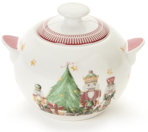Nuvole di Stoffa Azucarero navideño de porcelana blanca con tapa Cuento de Navidad 2 variantes 300 ML (1ud) ROSSO