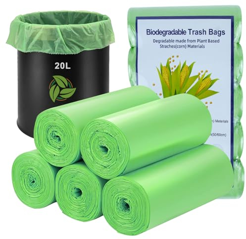 Thgtao Bolsas Orgánicas Compostables, 100 Unidades, 20 L, Para Cocina, Oficina, Salón (50 x 60 cm, Verde)