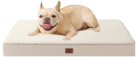 EHEYCIGA Panier Chien Orthopédique Moyenne Taille Déhoussable Lavable Camel | Coussin épais pour chiens, lit et matelas lavable, tapis orthopédique adapté aux chiens de grande taille，76x51x9cm