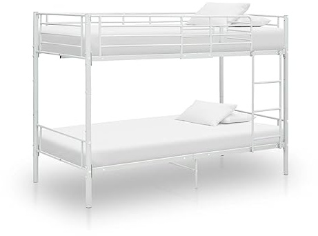 Bettgestell Familienbett Palettenbett Etagenbett Weiß Metall 90×200 cm