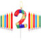 Bausteine Geburtstag Zahl 2 Kerzen, rot, gelb, grün, blau Kerzen für Kuchen, Pixel-Party-Kerzen, Baustein-Themen-Geburtstagskuchenkerzen für Jungen und Mädchen, 2. Geburtstag Dekorationen Supplies