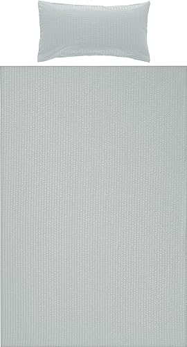 Erwin Müller Bettwäsche-Set Seersucker Uni Serie Rosenheim, Bettbezug, Kissenbezug - pflegeleicht, bügelfrei, mit Reißverschluss - Silber Größe 135x200 cm (40x80 cm)