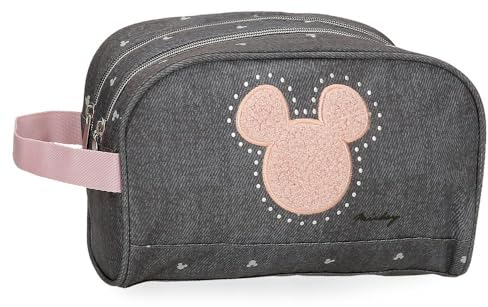 Disney Joumma Bags, Mickey Studs, Federmäppchen für die Schule, Kulturbeutel für Kinder, aus Polyester., Schwarz, Kulturbeutel