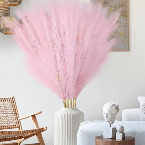 Mbsomnus Pampas Sechees Decoration 6 Pièces Herbe de la Pampa 110cm Pampa Artificielle Bouquet Fleurs Séchées Naturelles Pampa Herbe pour Mariage Salon Bureau Chambre à Coucher (Rose Clair)
