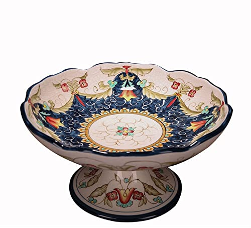 Frutero redondo de cerámica plato de fruta nuevo arte retro chino plato de fruta decoración de la sala de estar del hogar plato de caramelo de porcelana pintado a mano frutero contenedor de fruta