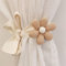 champracer Vorhang Raffhalter Gardinenband 2 Stück, Niedlich Blumen Gardinenclips Vorhanghalter, Gardinen Seil für Boho Haus Kinderzimmer Deko (Khaki)