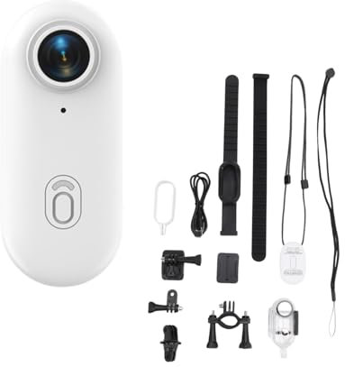 Sxhlseller Cat Camera Collar - 120° Wide Angle 4K 8MP Pet Dog Collar Camera, Action Camera 4K 30fps Pocket Wearable Body Camera, Multi Fuctional Pet Cat for Video Records Outdoor (White)