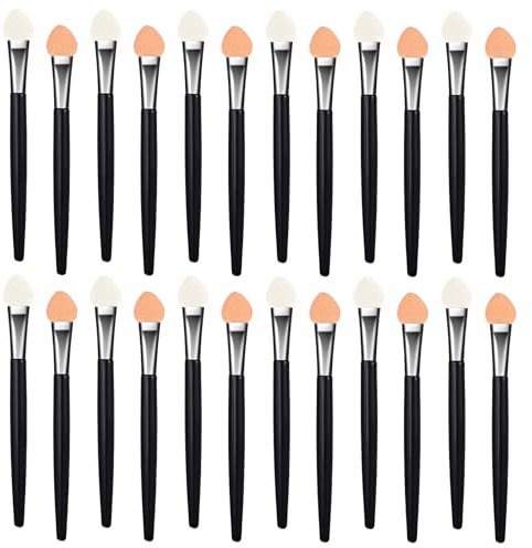 JIYIN 24PCS Sponge Eyeshadow Applicators, Reusable Eye Shadow Applicator Sticks, Professional Eyeshadow Brush for Cream or Liquid Eye Shadows and Lip Colors, Washable Small Sponge Painting Brushes