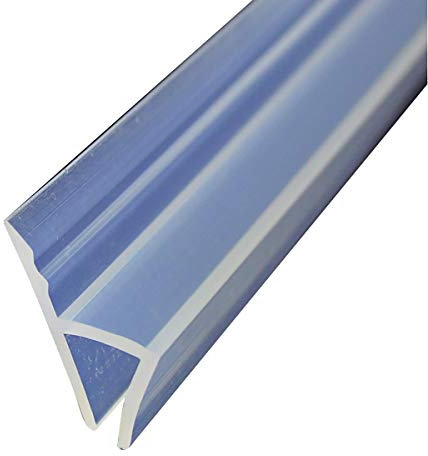 3M Rahmenlose Duschtürdichtungsstreifen, transparent, 20 mm verlängerte Wassersperre, passend für 1,27 cm rahmenlose Glasschiebetür, H, Badewanne, Duschwand, Dichtung, Lücken, wasserdichter