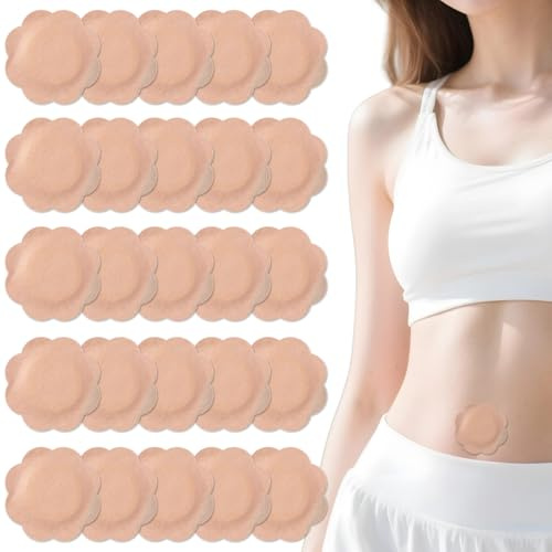 Guduling 60 Stück Castor Oil Patches Selbstklebende, Bauchnabel Pflaster | Leberwickel Blumenform, Einweg Rizinusöl Packung Wrap für den Bauchnabel, Kein Waschen (Öl Nicht im Lieferumfang Enthalten)