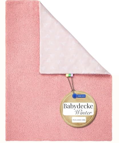 Babydecke 100x75 cm Kuschelige Kuscheldecke für Neugeborene & Babys | Bouclé Lammfell-Optik | Weiche Schmusedecke | Antiallergen & Warm | Ideal für Kinderwagen & Wiege