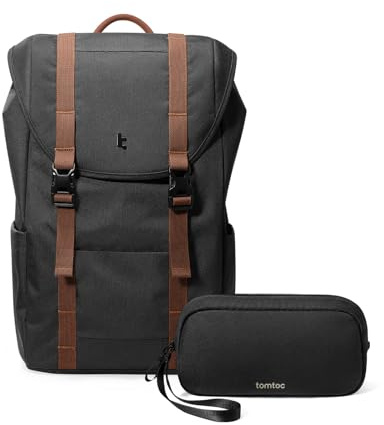 tomtoc 15.6 inch Flap Laptop Backpack with an Electronic Organizer Travel Case, T12S1