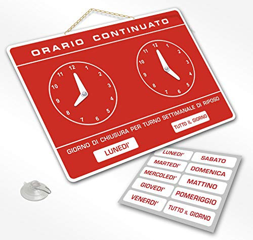 Politarghe - Cartel con horario comercial, ajustable, para apertura de tienda, estudio, laboratorio, bar, rojo