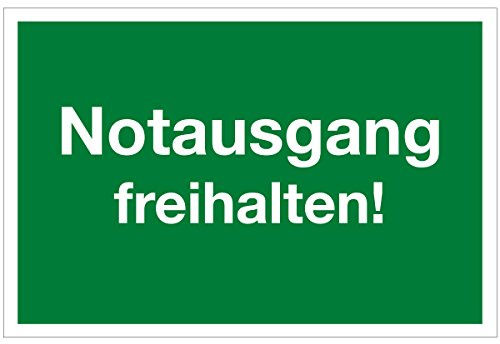 WANDKINGS Hinweisaufkleber für den Innen- und Außenbereich - Notausgang freihalten! - 20x15 cm - Aufkleber ohne Schild