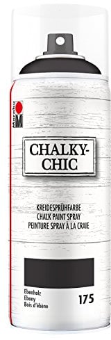 Marabu 02630018175 - Chalky Chic Spray, ebenholz 400 ml, deckende, matte Kreide-Sprühfarbeauf Wasserbasis, für samtweiche Oberfläche auf Holz, Metall und Kunststoff, Used Look durch Anschleifen