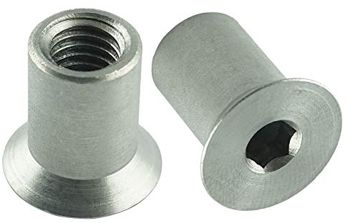Eisenwaren2000 | M8 x 16 mm Hülsenmuttern mit Senkkopf und Innensechskant (5 Stück) - Edelstahl A1 1.4305 - rostfrei