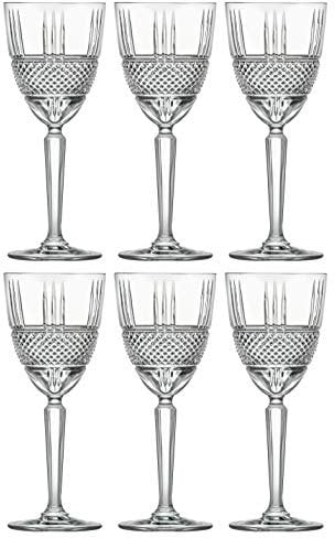 Goblet - White Wine Glass - Water Glass - Stemmed Glasses - Set of 6 Goblets - Lead Free Crystal - 8 oz. Beautifully Designed - by Barski - Made in Europe