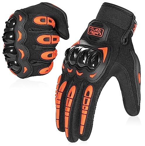 COFIT Motorrad Handschuhe, Touchscreen Motorradhandschuhe für Motorradrennen, Mountainbike, Motorcross, Klettern, Wandern und andere Outdoor Sportarten und Aktivitäten - Orange L