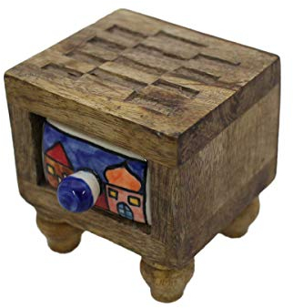 Gall&Zick Kommode Mini Schrank Holz Schublade Keramik Möbel Bunt Dekoration