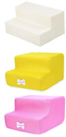 Yowablo Hundetreppe Katzentreppe Haustiertreppe mit 2 Stufen Kombination aus Rutschfester Gittertreppe und Leiterabdeckung (Falte Größe:30 * 35 * 20cm,1B)