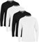 FULL TIME SPORTS Langarm T Shirt Herren Long Sleeve Tshirt 4Er T-Shirt FTS-640-BLK-WH-XXL