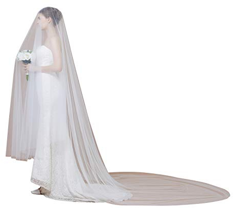 BEAUTELICATE Brautschleier Schleier Schnittkante Für Braut Hochzeit Softtüll Tropfen Blusher Weiß Elfenbein Kathedrale Länge Mit Metall Kamm