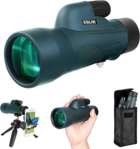 ESSLNB Monokular Teleskop 12X50 BAK4 FMC mit Smartphone-Halter Stativ Wasserdicht Monokular für Erwachsene Vogelbeobachtung Jagd Camping inklusive Transporttasche