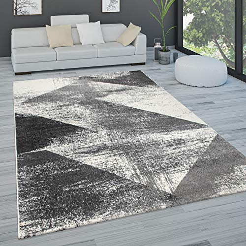 Paco Home Tappeto Salotto Moderno Pelo Corto Pastello Vintage Astratto Diversi Stili, Dimensione:120x170 cm, Colore:Antracite