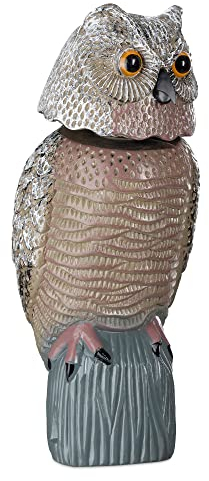 Navaris Vogelschreck Eule Design mit rotierendem Kopf - 38 x 15 x 15cm - Vogelscheuche Vogelabwehr Balkon Garten - Taubenabwehr Attrappe Vogel Schreck