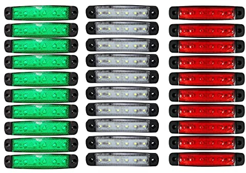 J/J 30X Luci Ingombro Fanalini Bandiera Italiana Tricolore Verde Bianco Rosso 12v Auto Rimorchio Camper Tuning E Mark Omologati E13