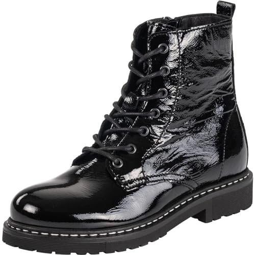 Palado Stiefeletten Damen Biak – hochwertiges Leder – leicht gefüttert für Komfort – hergestellt in Portugal - mit TPR-Sohle für Stabilität und sicheren Halt Schwarz (Glanz) UK7 - EU40