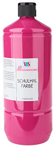 VBS Schulmalfarbe 1.0 l für Kinder, matt auftrocknend, lichtecht, wasserverdünnbar, geruchsneutral, mischbar, ideal für Pappe, Karton, Terrakotta, Ton, mit Pinsel oder Stupfpinsel auftragen Pink