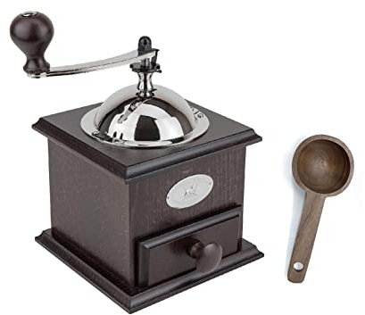 Peugeot Nostalgie Hand-Kaffeemühle, Walnuss mit Gewürzschaufel aus Holz