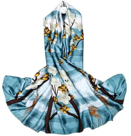 FAIRYGATE Schal Blau Halstuch Damen Seidenschal Damen Seidentuch Elegante Weiche Wraps Farbton Schals & Tücher für Damen 42012