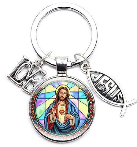 Schlüsselanhänger mit Aufschrift I Love Jesus Cross, Lds Mormons, Glascabochon, christlicher, religiöser Schmuck, Geschenk, braun, 25