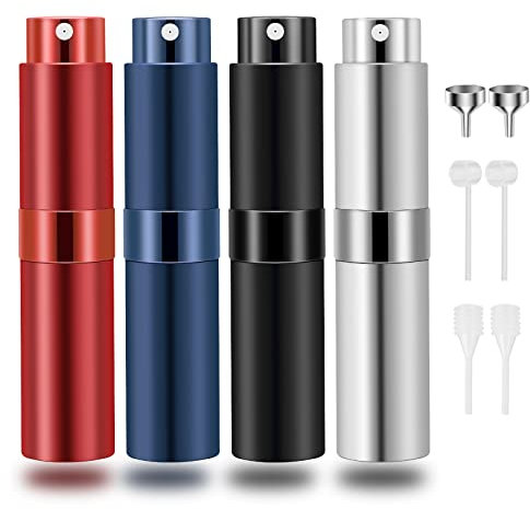 8ml Travel Perfume Atomizer Bottles Refillable, Mini Fragrance Bottles for Perfume, Empty Cologne Sprayer Pocket Perfume Dispenser(4 Pack)