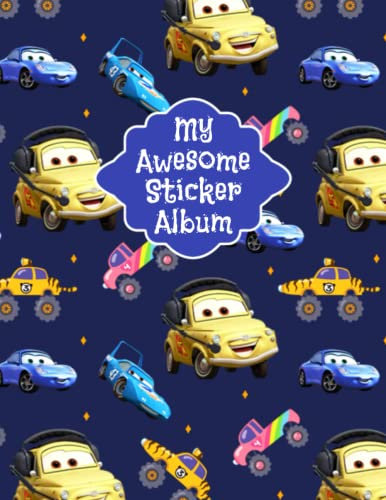 My Awesome Sticker Album: Blank Sticker Collecting Album Activity Book For Boys, Girls, Kids & Children, Car And Monster Truck Pattern Sticker Album For Preserve And Nurture Kids