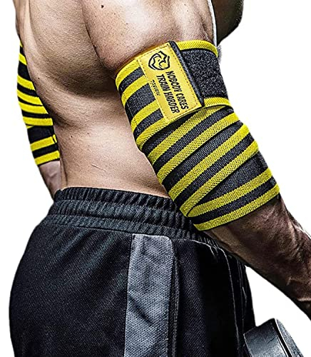 TAVIEW Ellenbogenbandagen für Gewichtheben, 119,4 cm, elastische Ellenbogenbandage & Kompression, Powerlifting, Fitness, Cross-Training & Gym Workout – Ellenbogenriemen zum Gewichtheben